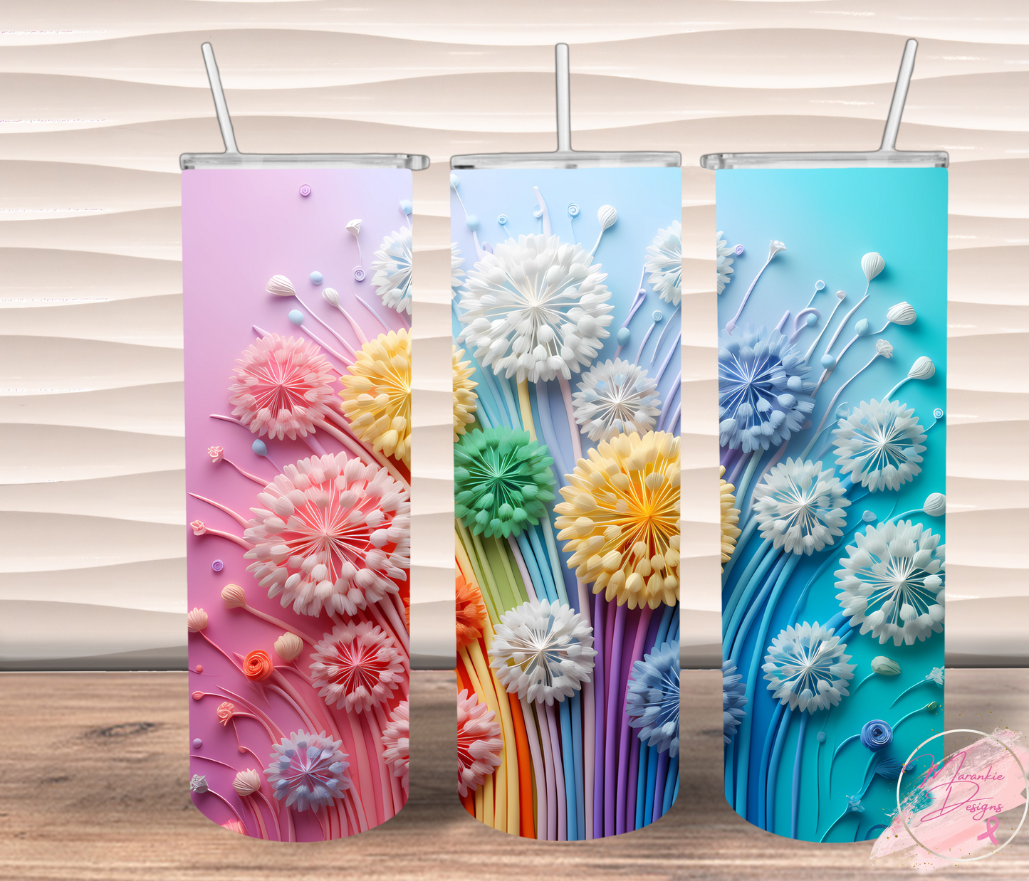 3D Flowers Tumbler