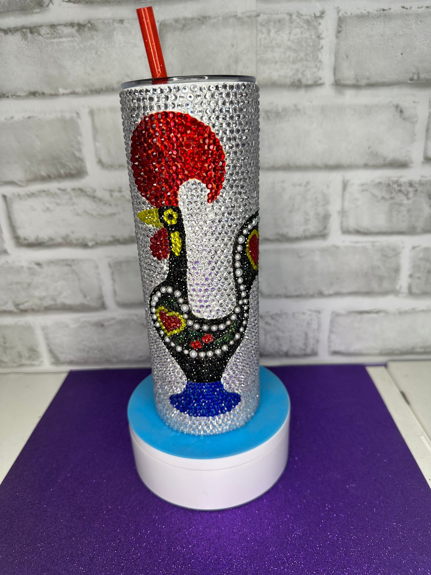 Rhinestone Tumbler Portuguese Rooster