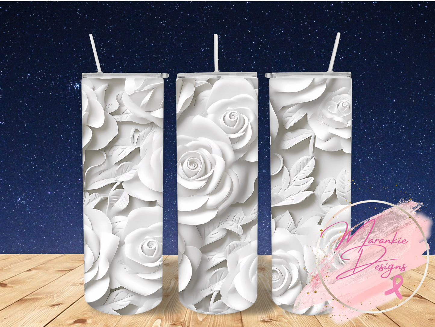 White flower tumbler